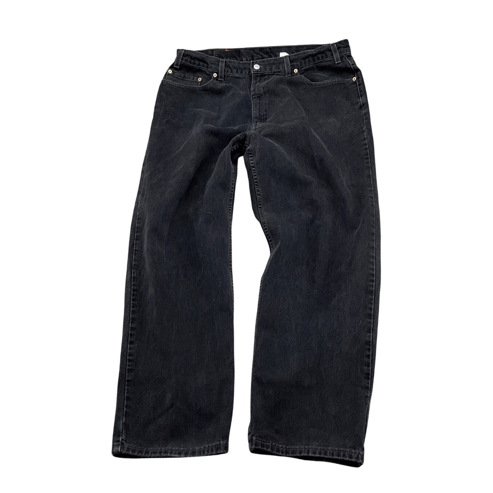 Levis 550 Jeans Mens 42W 32L Black Relaxed Fit Cotton USA Black Bat Wing VTG